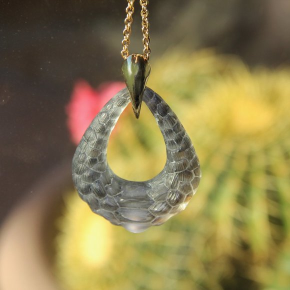 Alexis Bittar Gold Claw Croc-Lucite Drop Necklace - Picture 3 of 13